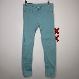 Y2K BLUE ASPHALT Aqua Blue Tapered Jeans Indie Fairy Skater skinny boho XS / S